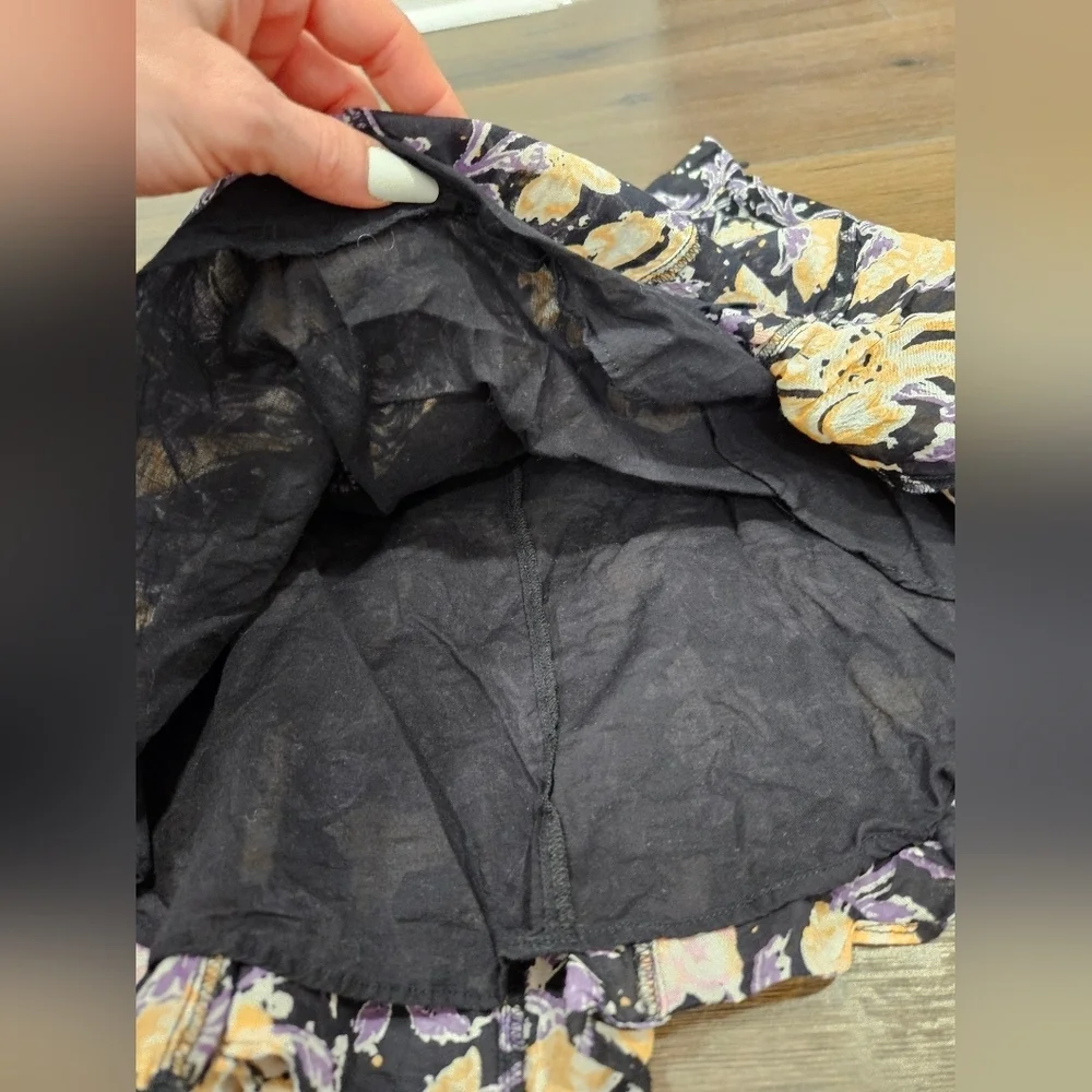 Free People End of The Island Floral Skirt Black Combo Women's - Size 4